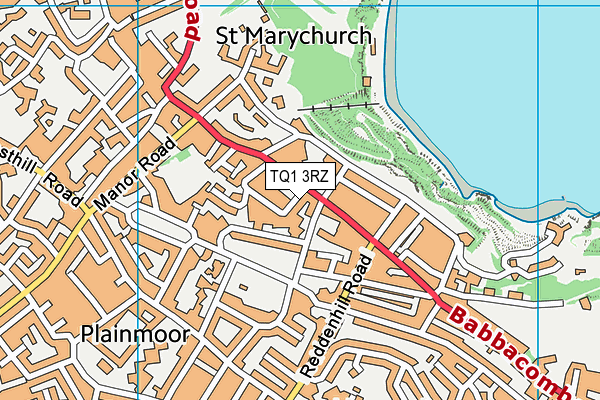TQ1 3RZ map - OS VectorMap District (Ordnance Survey)
