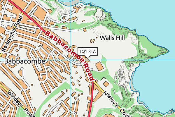 TQ1 3TA map - OS VectorMap District (Ordnance Survey)