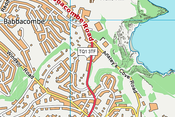 TQ1 3TF map - OS VectorMap District (Ordnance Survey)