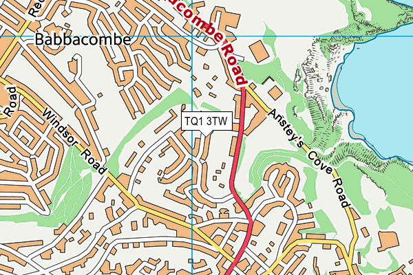 TQ1 3TW map - OS VectorMap District (Ordnance Survey)