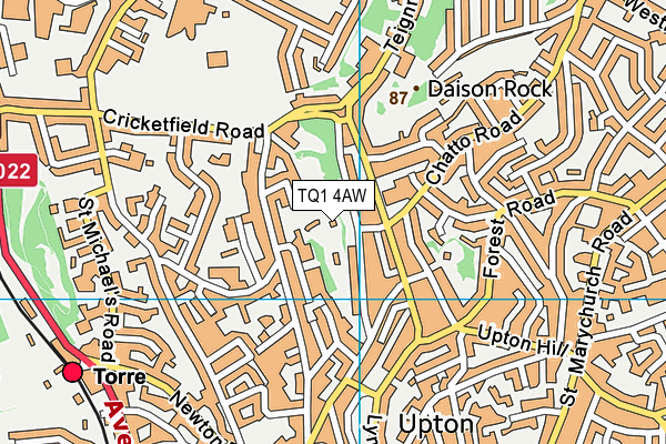 TQ1 4AW map - OS VectorMap District (Ordnance Survey)