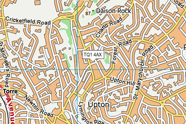 TQ1 4AX map - OS VectorMap District (Ordnance Survey)