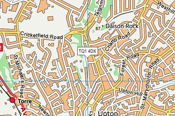 TQ1 4DX map - OS VectorMap District (Ordnance Survey)