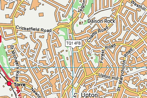 TQ1 4FB map - OS VectorMap District (Ordnance Survey)
