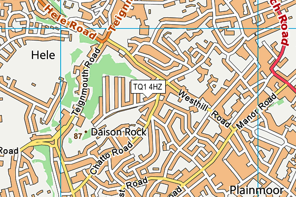 TQ1 4HZ map - OS VectorMap District (Ordnance Survey)