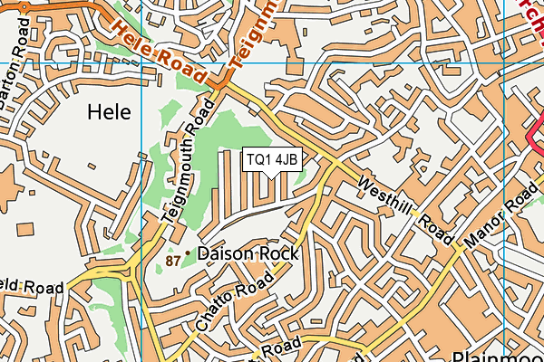 TQ1 4JB map - OS VectorMap District (Ordnance Survey)