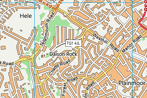TQ1 4JL map - OS VectorMap District (Ordnance Survey)