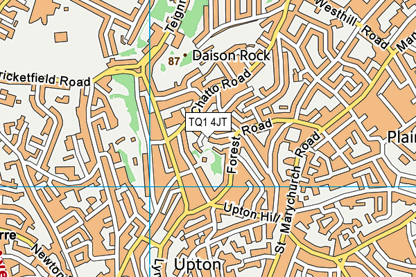 TQ1 4JT map - OS VectorMap District (Ordnance Survey)