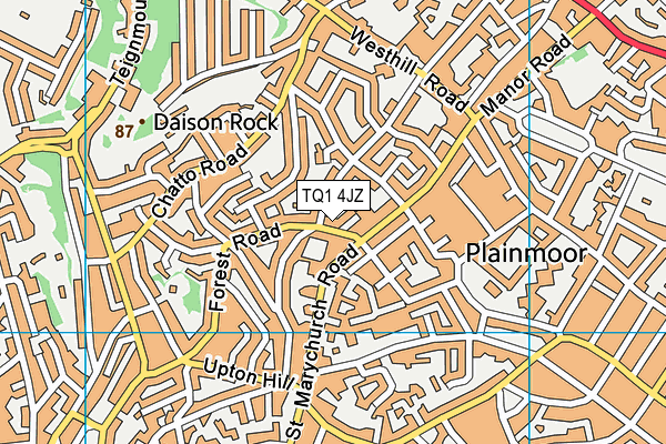 TQ1 4JZ map - OS VectorMap District (Ordnance Survey)