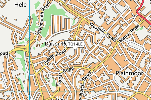 TQ1 4LE map - OS VectorMap District (Ordnance Survey)