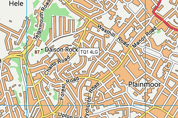 TQ1 4LG map - OS VectorMap District (Ordnance Survey)