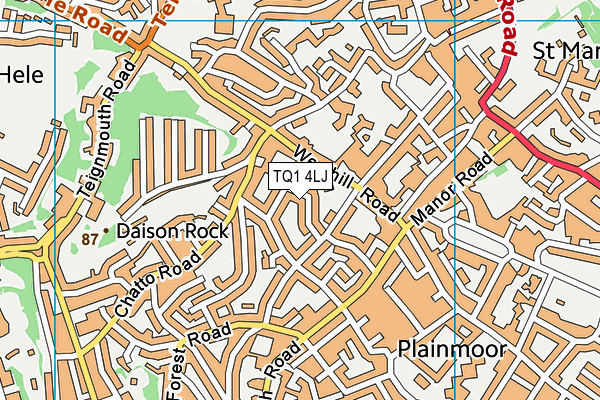 TQ1 4LJ map - OS VectorMap District (Ordnance Survey)
