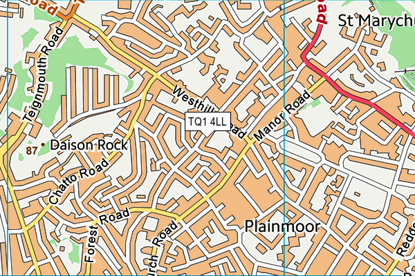 TQ1 4LL map - OS VectorMap District (Ordnance Survey)