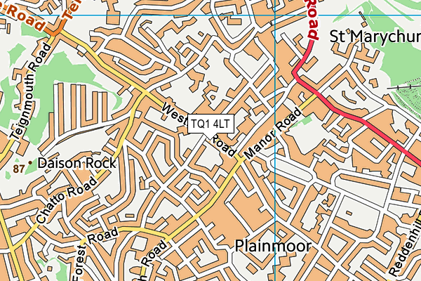 TQ1 4LT map - OS VectorMap District (Ordnance Survey)