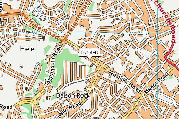 TQ1 4PD map - OS VectorMap District (Ordnance Survey)
