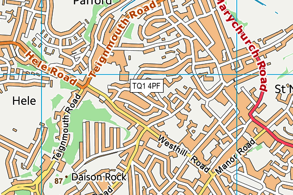 TQ1 4PF map - OS VectorMap District (Ordnance Survey)