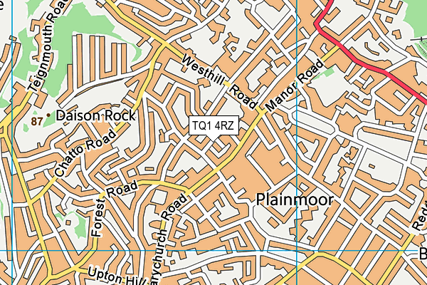 TQ1 4RZ map - OS VectorMap District (Ordnance Survey)