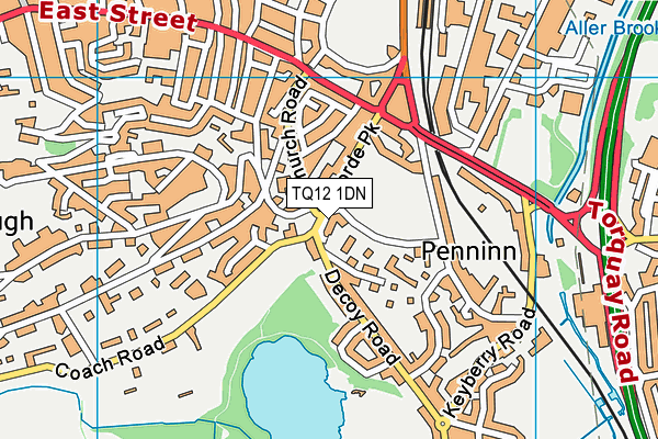 TQ12 1DN map - OS VectorMap District (Ordnance Survey)