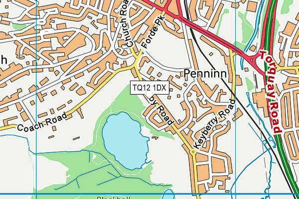 TQ12 1DX map - OS VectorMap District (Ordnance Survey)