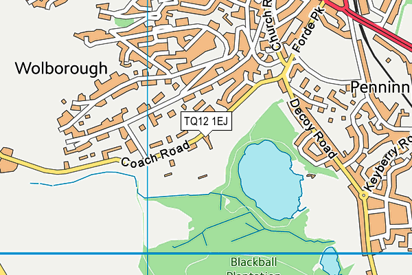 Coach Road Recreation Ground map (TQ12 1EJ) - OS VectorMap District (Ordnance Survey)