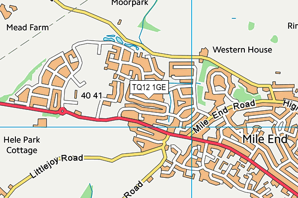 TQ12 1GE map - OS VectorMap District (Ordnance Survey)