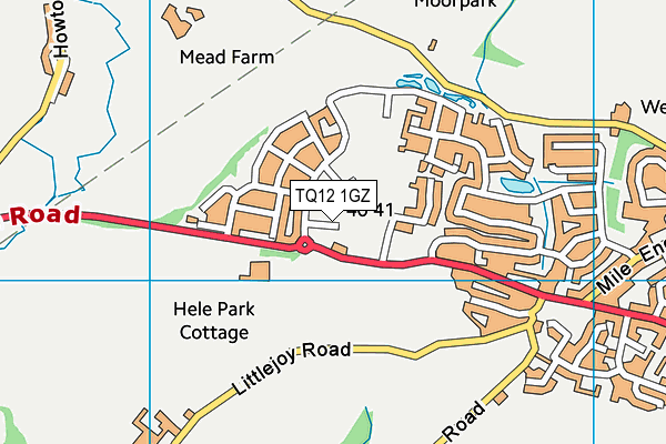 TQ12 1GZ map - OS VectorMap District (Ordnance Survey)