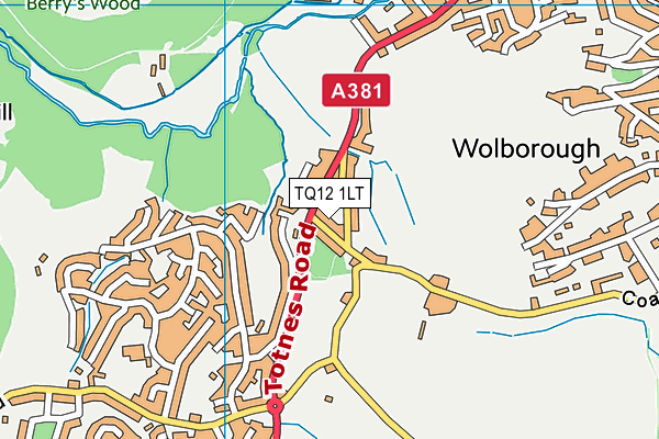 TQ12 1LT map - OS VectorMap District (Ordnance Survey)