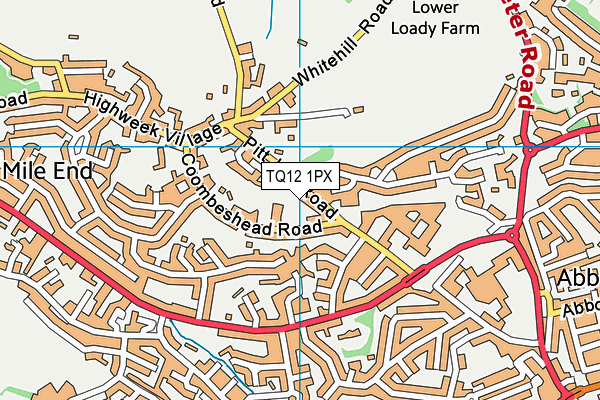 TQ12 1PX map - OS VectorMap District (Ordnance Survey)