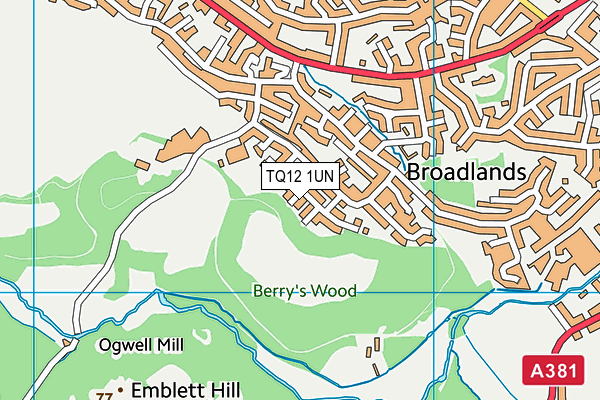 TQ12 1UN map - OS VectorMap District (Ordnance Survey)