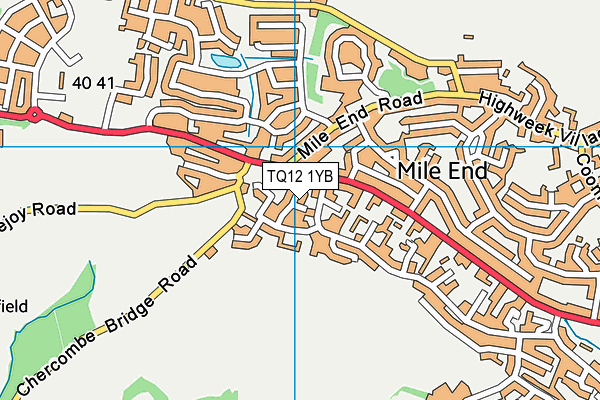 TQ12 1YB map - OS VectorMap District (Ordnance Survey)