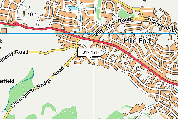 TQ12 1YD map - OS VectorMap District (Ordnance Survey)