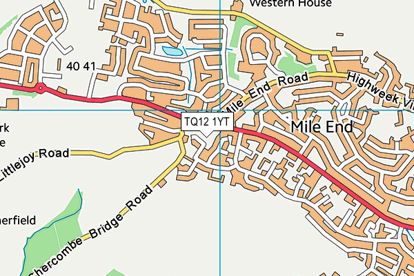 TQ12 1YT map - OS VectorMap District (Ordnance Survey)