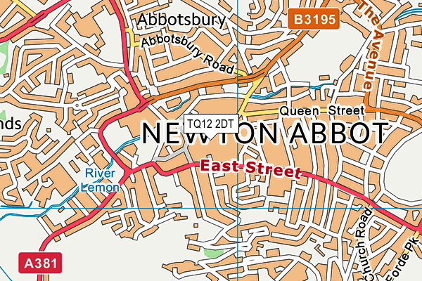 TQ12 2DT map - OS VectorMap District (Ordnance Survey)