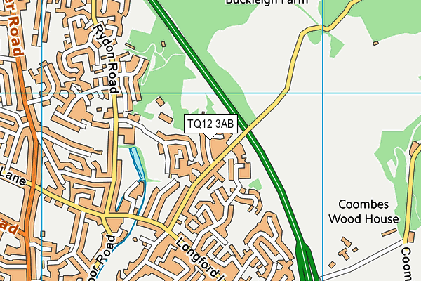 TQ12 3AB map - OS VectorMap District (Ordnance Survey)