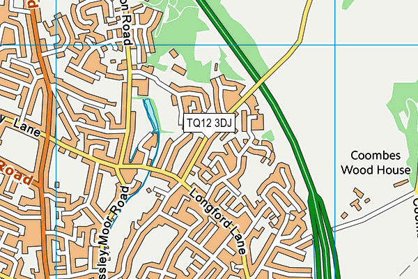 TQ12 3DJ map - OS VectorMap District (Ordnance Survey)