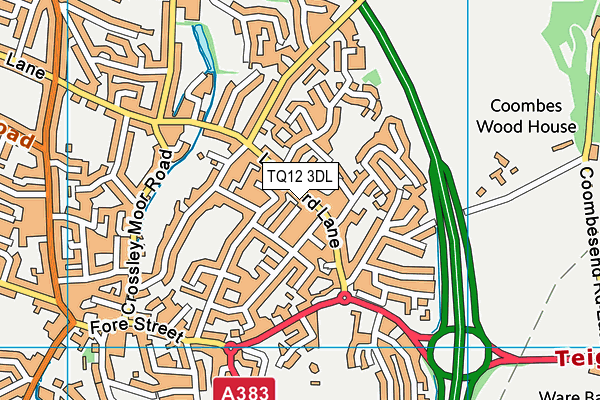 TQ12 3DL map - OS VectorMap District (Ordnance Survey)