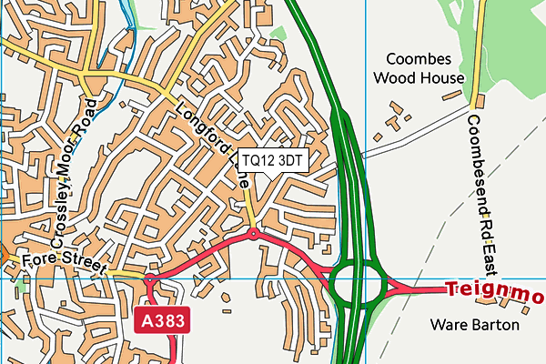 TQ12 3DT map - OS VectorMap District (Ordnance Survey)