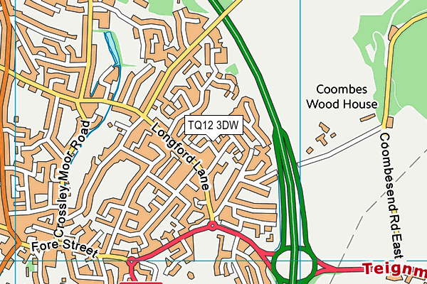 TQ12 3DW map - OS VectorMap District (Ordnance Survey)