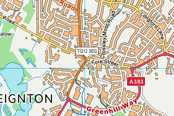 TQ12 3EG map - OS VectorMap District (Ordnance Survey)