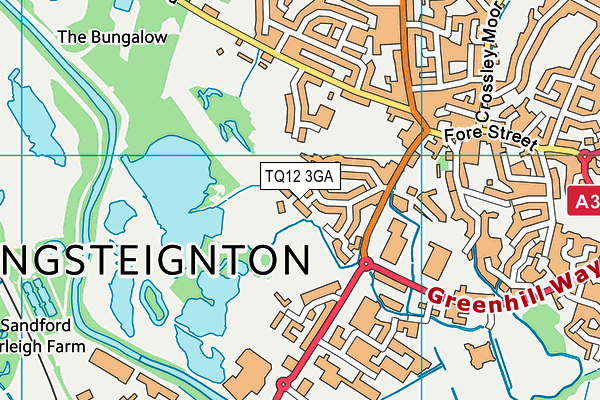 TQ12 3GA map - OS VectorMap District (Ordnance Survey)