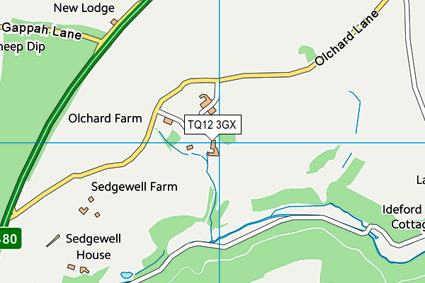 TQ12 3GX map - OS VectorMap District (Ordnance Survey)