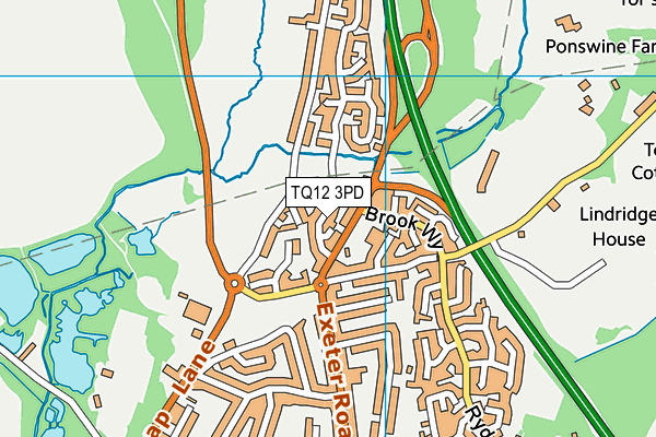 TQ12 3PD map - OS VectorMap District (Ordnance Survey)