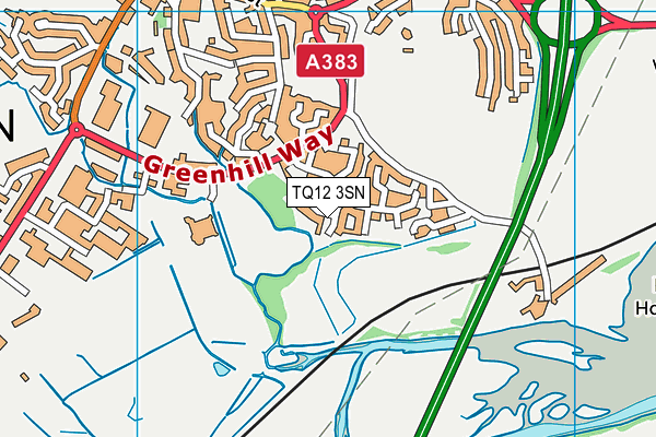 TQ12 3SN map - OS VectorMap District (Ordnance Survey)
