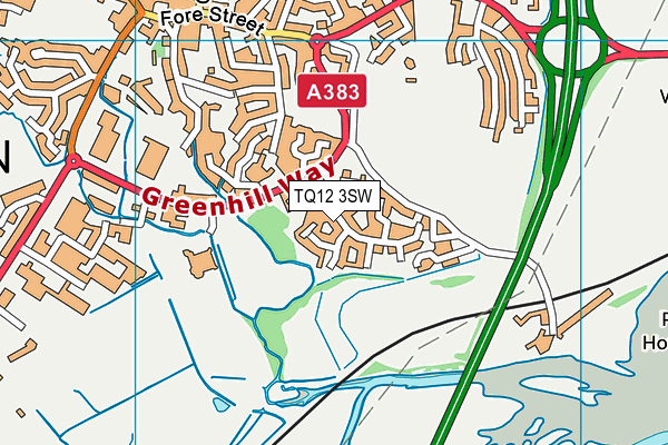 TQ12 3SW map - OS VectorMap District (Ordnance Survey)