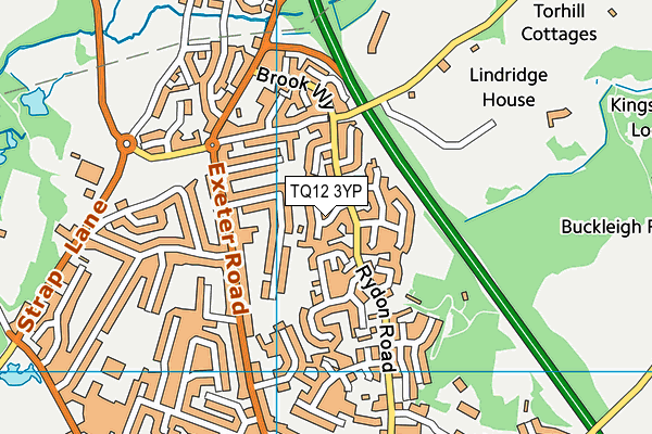 TQ12 3YP map - OS VectorMap District (Ordnance Survey)