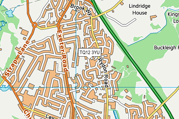 TQ12 3YU map - OS VectorMap District (Ordnance Survey)