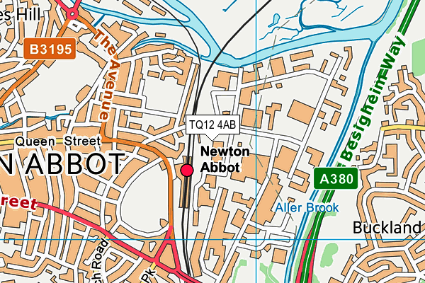 TQ12 4AB map - OS VectorMap District (Ordnance Survey)