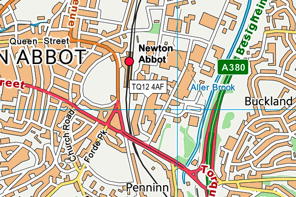 TQ12 4AF map - OS VectorMap District (Ordnance Survey)