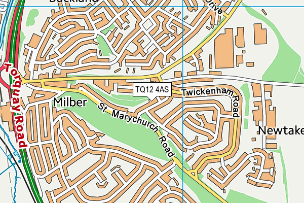 TQ12 4AS map - OS VectorMap District (Ordnance Survey)