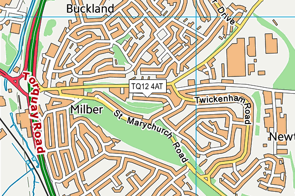 TQ12 4AT map - OS VectorMap District (Ordnance Survey)
